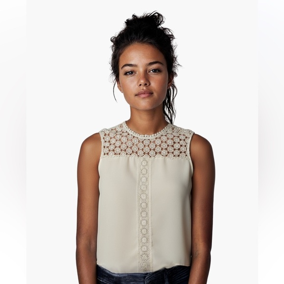 Monteau Crochet Cap Sleeve Top Blouse Size M - Picture 1 of 9